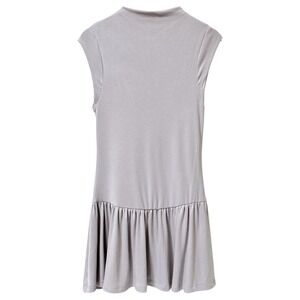 FP Beach Free People Mock Neck Sleeveless Ballet Tennis Ruffle Dress Grey Size S